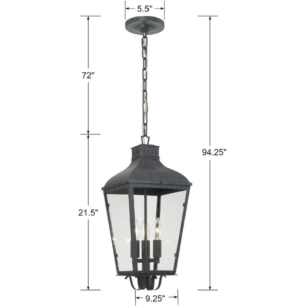 Dumont 3 Light Graphite Outdoor Pendant Crystorama