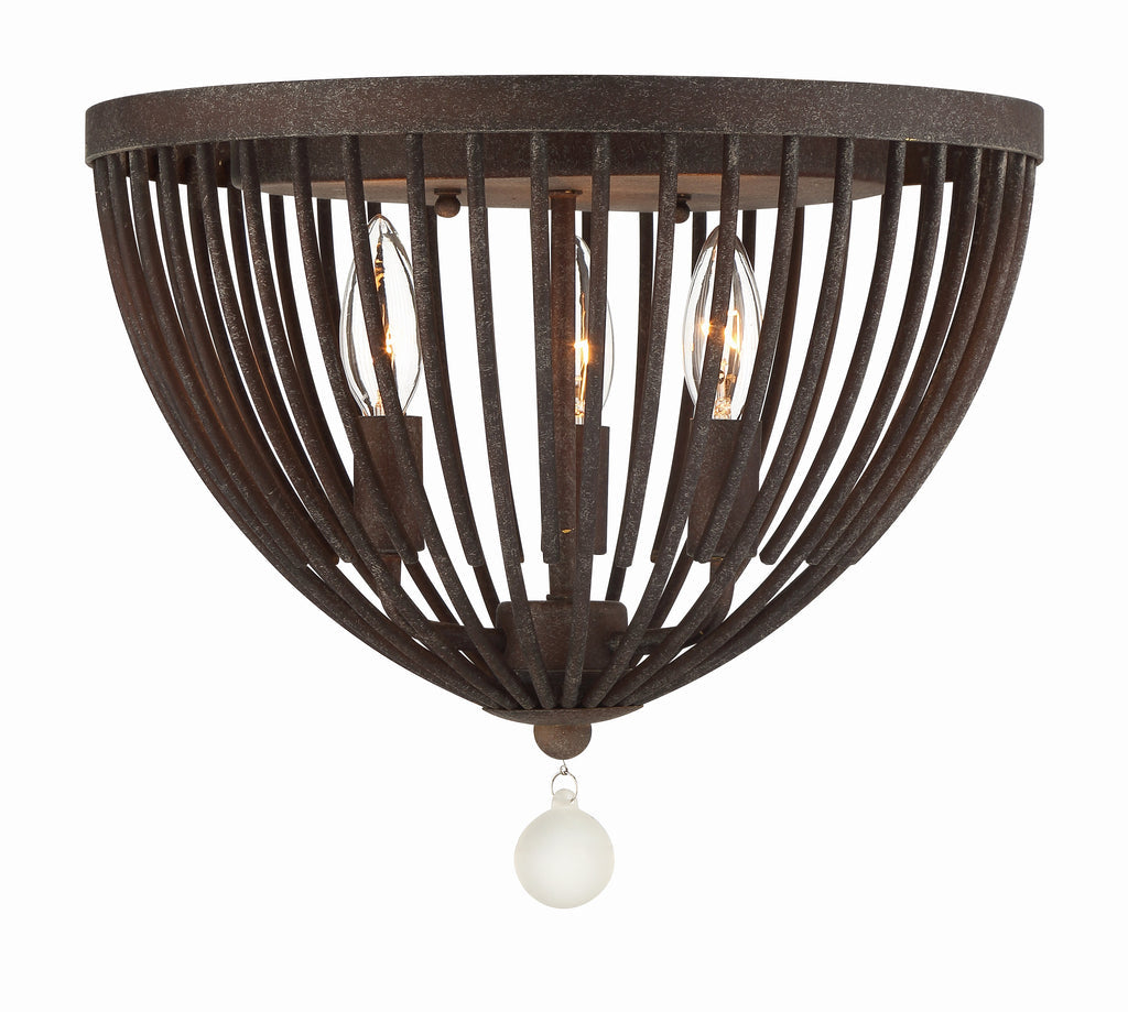 Crystorama Crystorama Duval 3 Light Forged Bronze Flush Mount