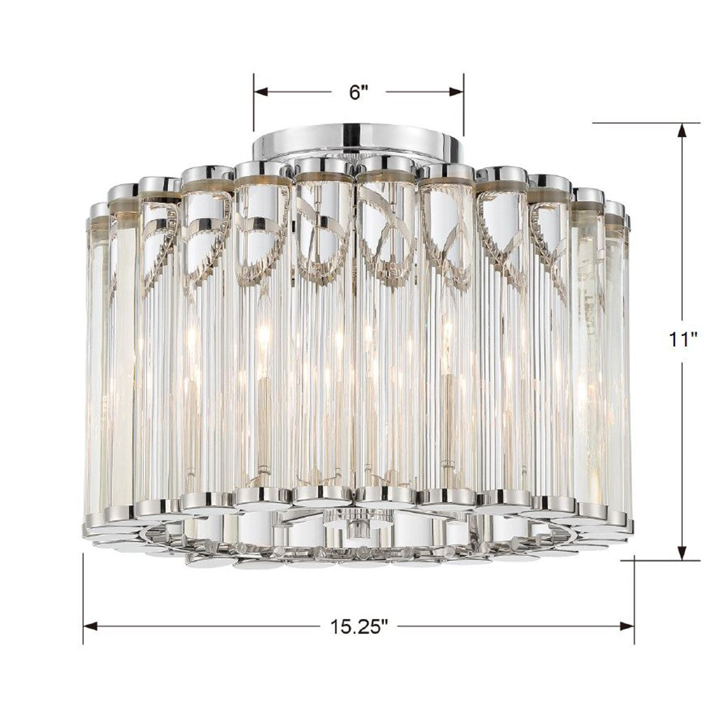 Crystorama Crystorama Libby Langdon Elliot 4 Light Polished Nickel Semi Flush Mount