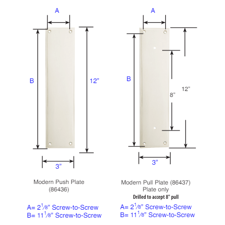 ##Antique Hardware## 12 Inch Solid Brass Modern Brisbane Push & Pull Door Set