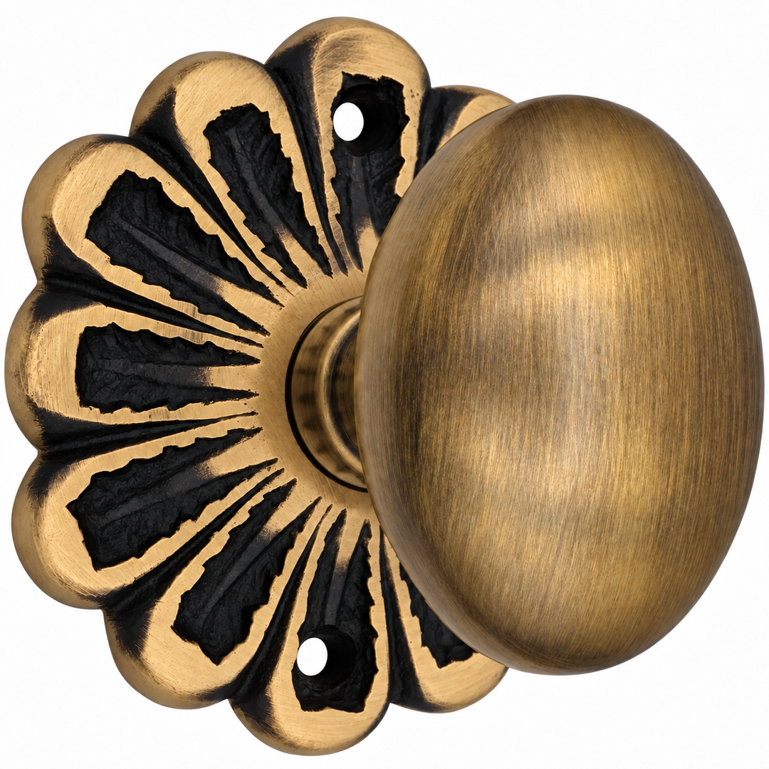 Maltesia Flower Rosette Door Set with Egg Door Knobs (Several Finishes Available)