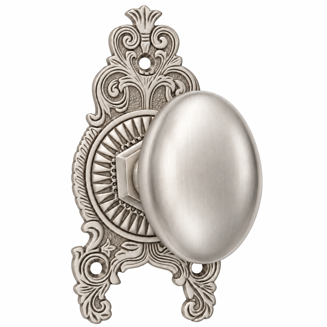 Ornate Victorian Rosette Door Set with Egg Door Knobs (Several Finishes Available)