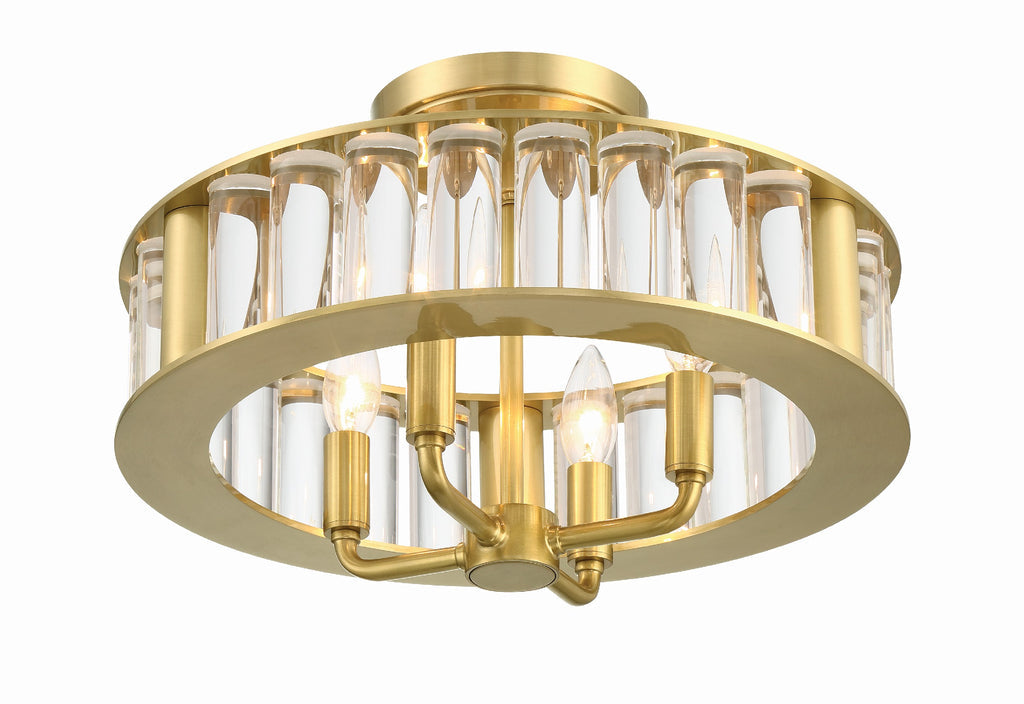 Crystorama Crystorama Libby Langdon Farris 4 Light Aged Brass Semi Flush Mount