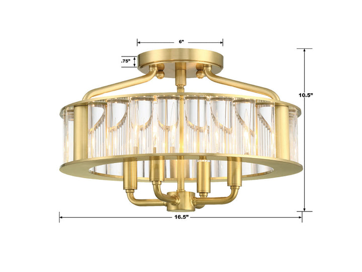 Crystorama Crystorama Libby Langdon Farris 4 Light Aged Brass Semi Flush Mount