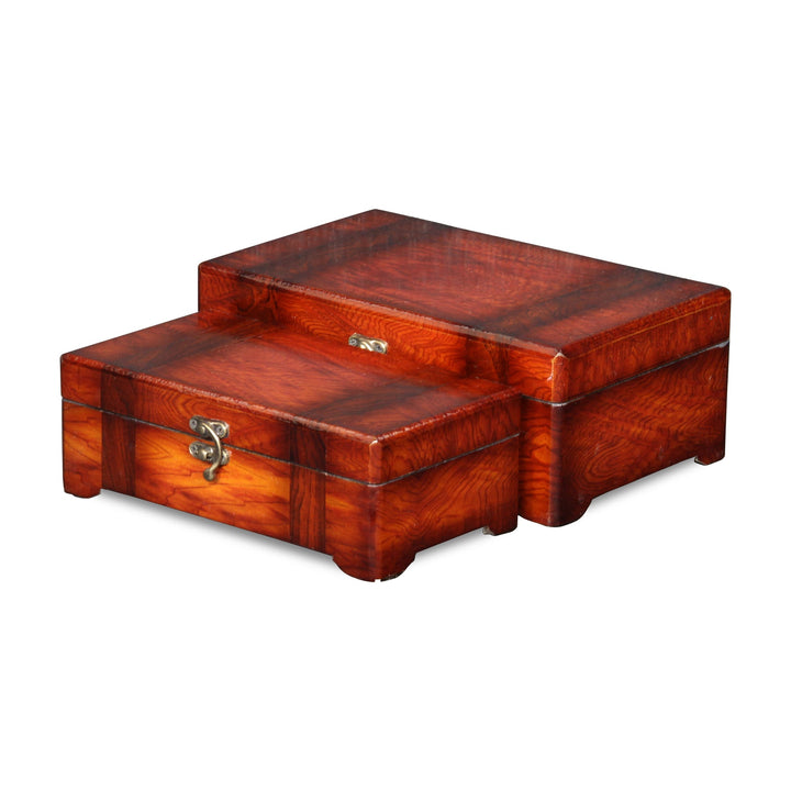 CHEUNGS Sabetta Wooden Set of 2 Burlwood Veneer Storage Boxes