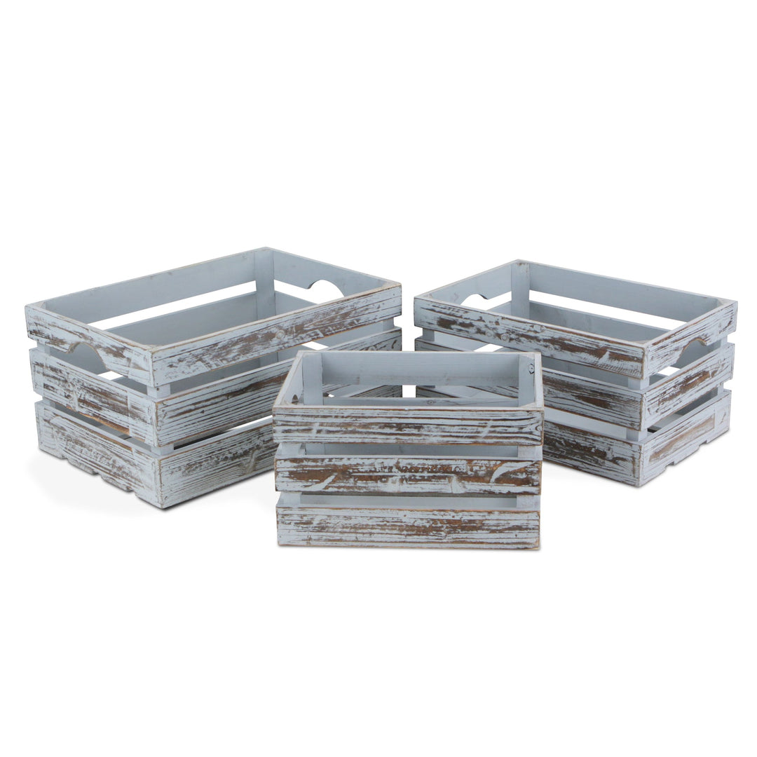 CHEUNGS Isolde Set of 3 Wooden Crates - Gray Wash