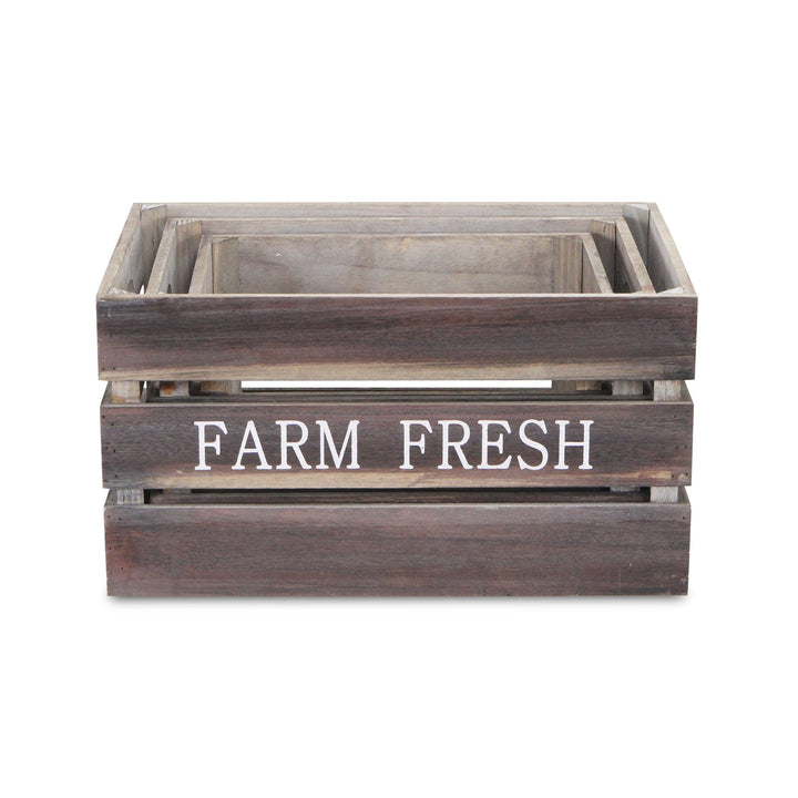 CHEUNGS Isolde Set of 3 Wood Crates - Farm Fresh