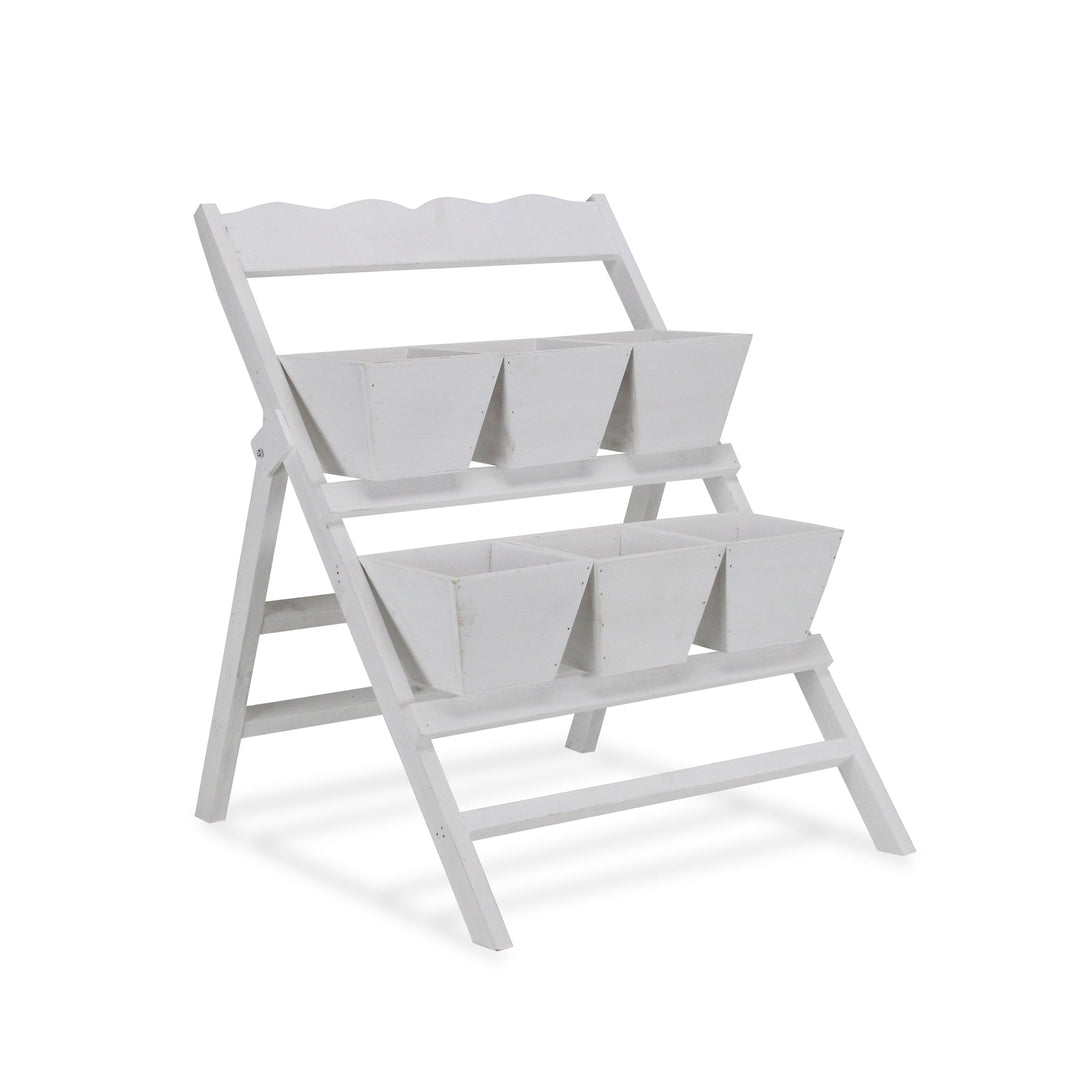 CHEUNGS Emmeline 6 Slot Tiered Garden Stand - White