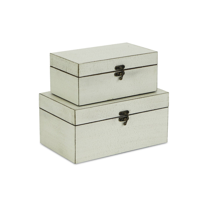 CHEUNGS Calista Set of 2 Distressed Boxes - Off White