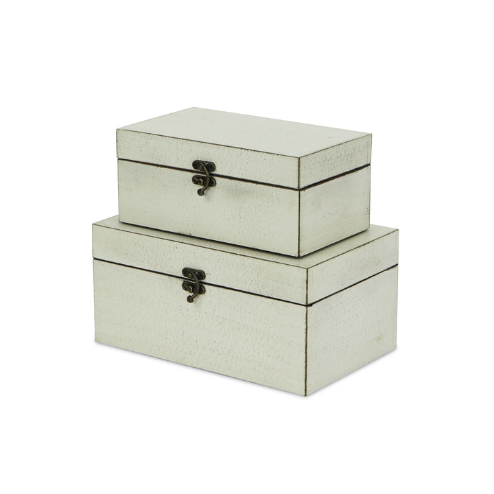 CHEUNGS Calista Set of 2 Distressed Boxes - Off White