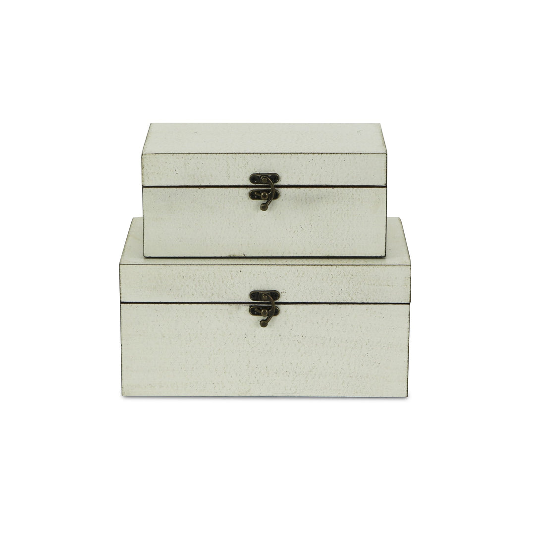 CHEUNGS Calista Set of 2 Distressed Boxes - Off White