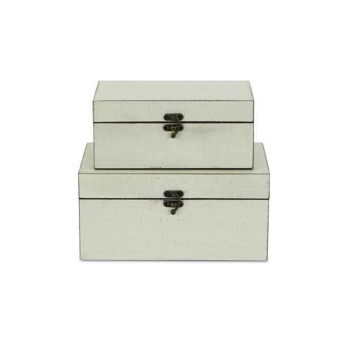 CHEUNGS Calista Set of 2 Distressed Boxes - Off White