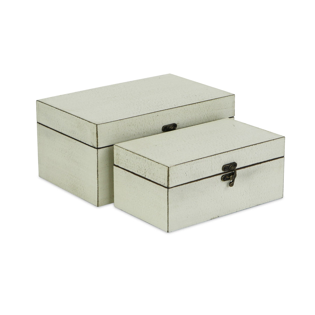 CHEUNGS Calista Set of 2 Distressed Boxes - Off White