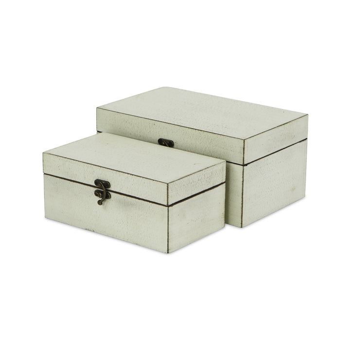 CHEUNGS Calista Set of 2 Distressed Boxes - Off White