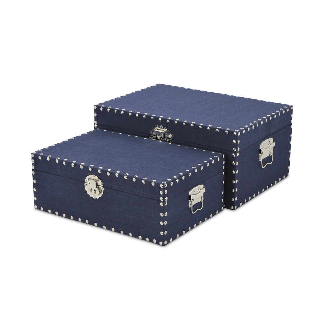 CHEUNGS Isra Set of 2 Studded Linen Mini Trunks - Navy Blue