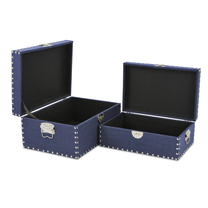 CHEUNGS Isra Set of 2 Studded Linen Mini Trunks - Navy Blue