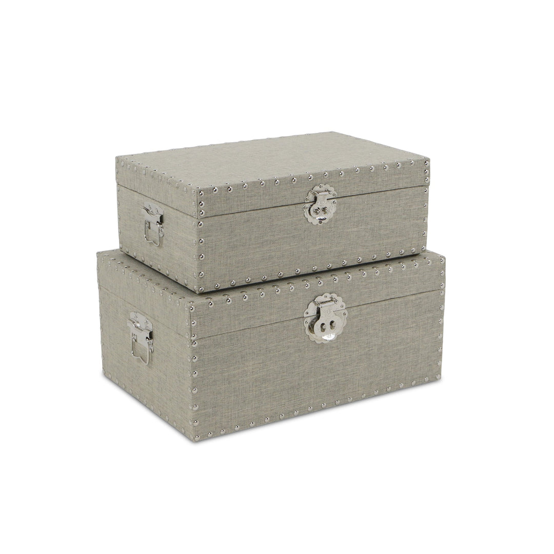 CHEUNGS Isra Set of 2 Studded Linen Mini Trunks - Gray