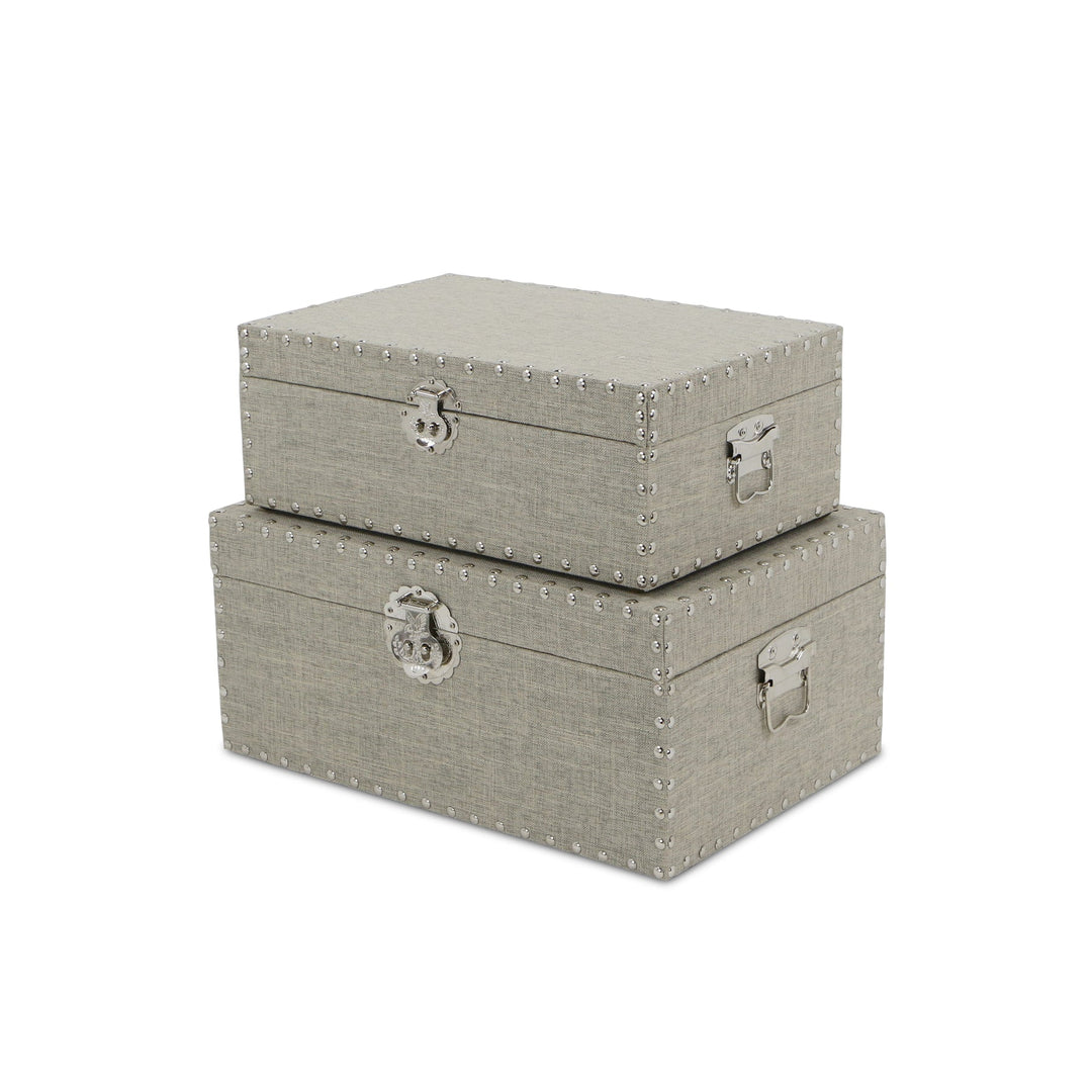 CHEUNGS Isra Set of 2 Studded Linen Mini Trunks - Gray