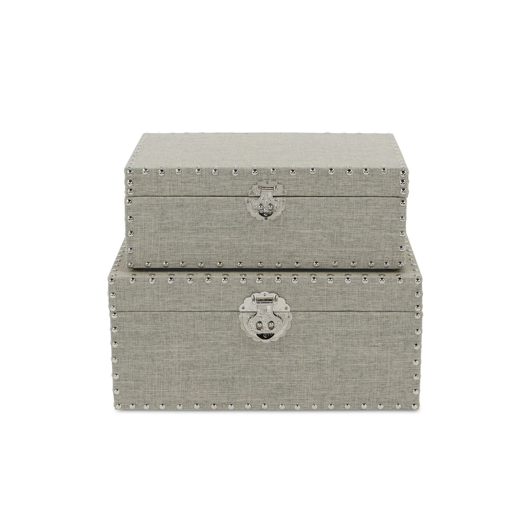 CHEUNGS Isra Set of 2 Studded Linen Mini Trunks - Gray