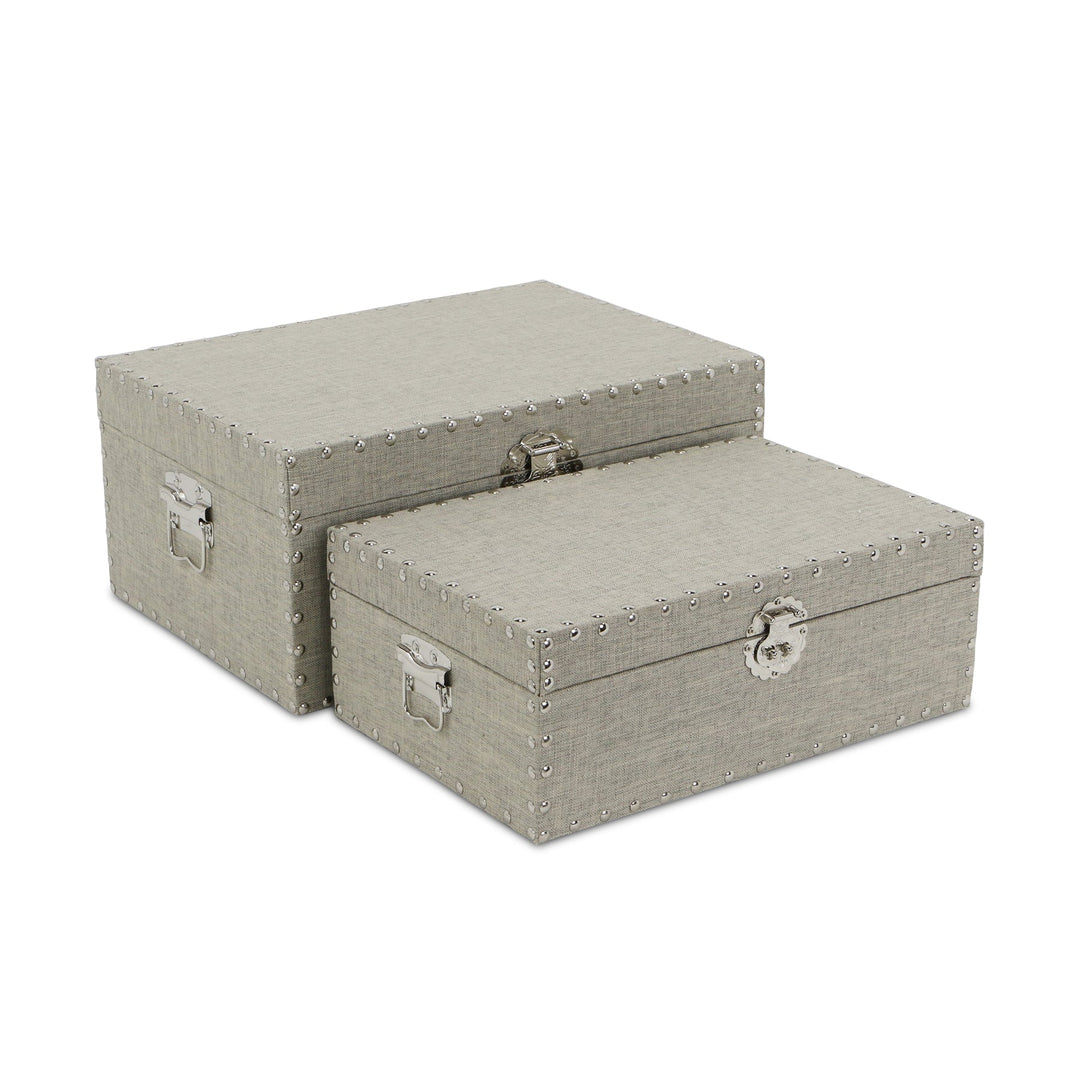 CHEUNGS Isra Set of 2 Studded Linen Mini Trunks - Gray