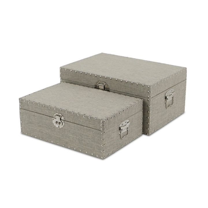 CHEUNGS Isra Set of 2 Studded Linen Mini Trunks - Gray