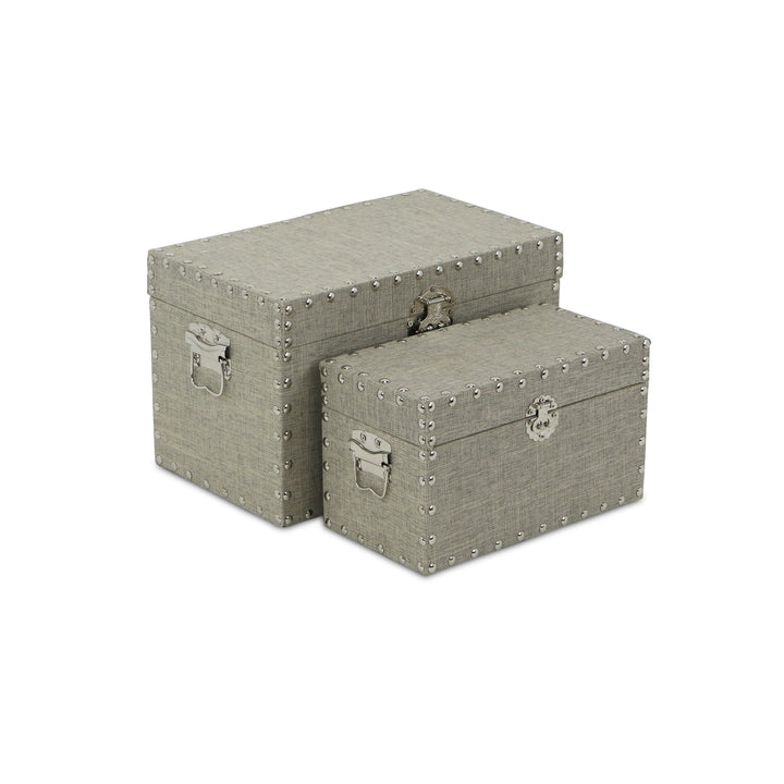 CHEUNGS Isra Set of 2 Studded Linen Boxes - Gray