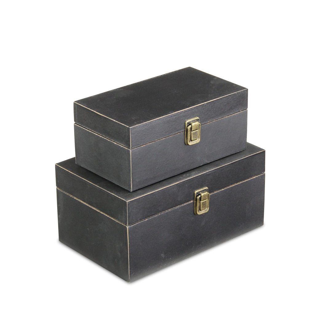 CHEUNGS Amadeo Set of 2 Wooden Latched Boxes - Black