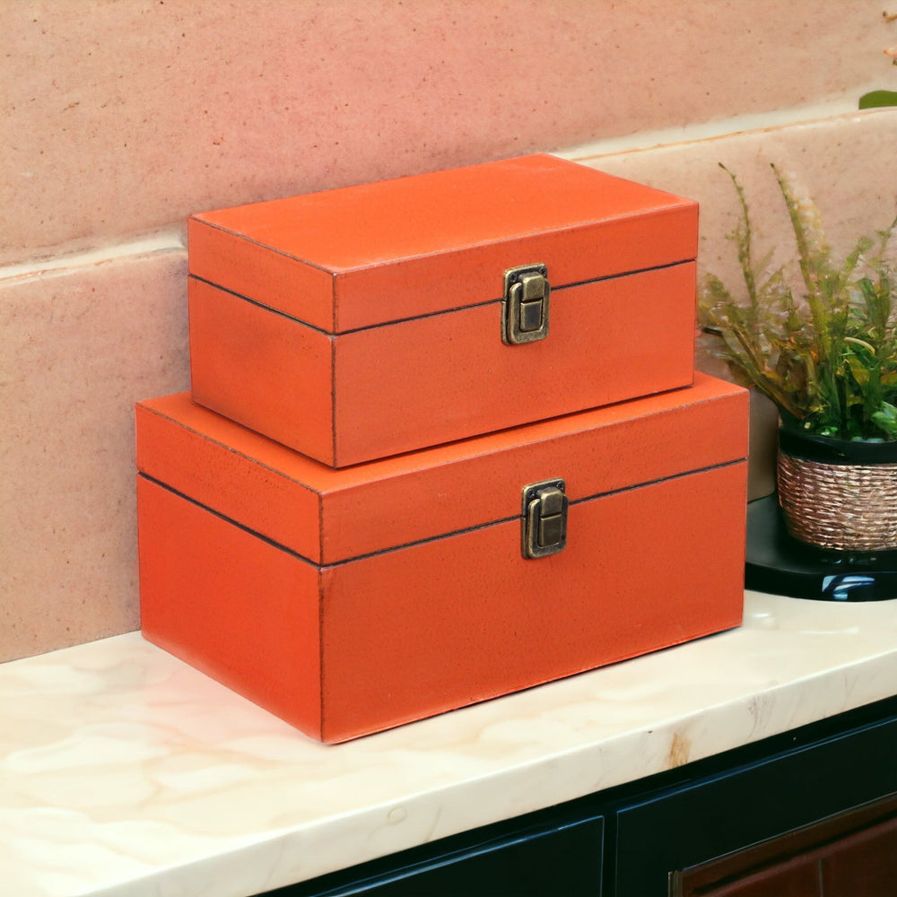 CHEUNGS Amadeo Set of 2 Wooden Latched Boxes - Orange