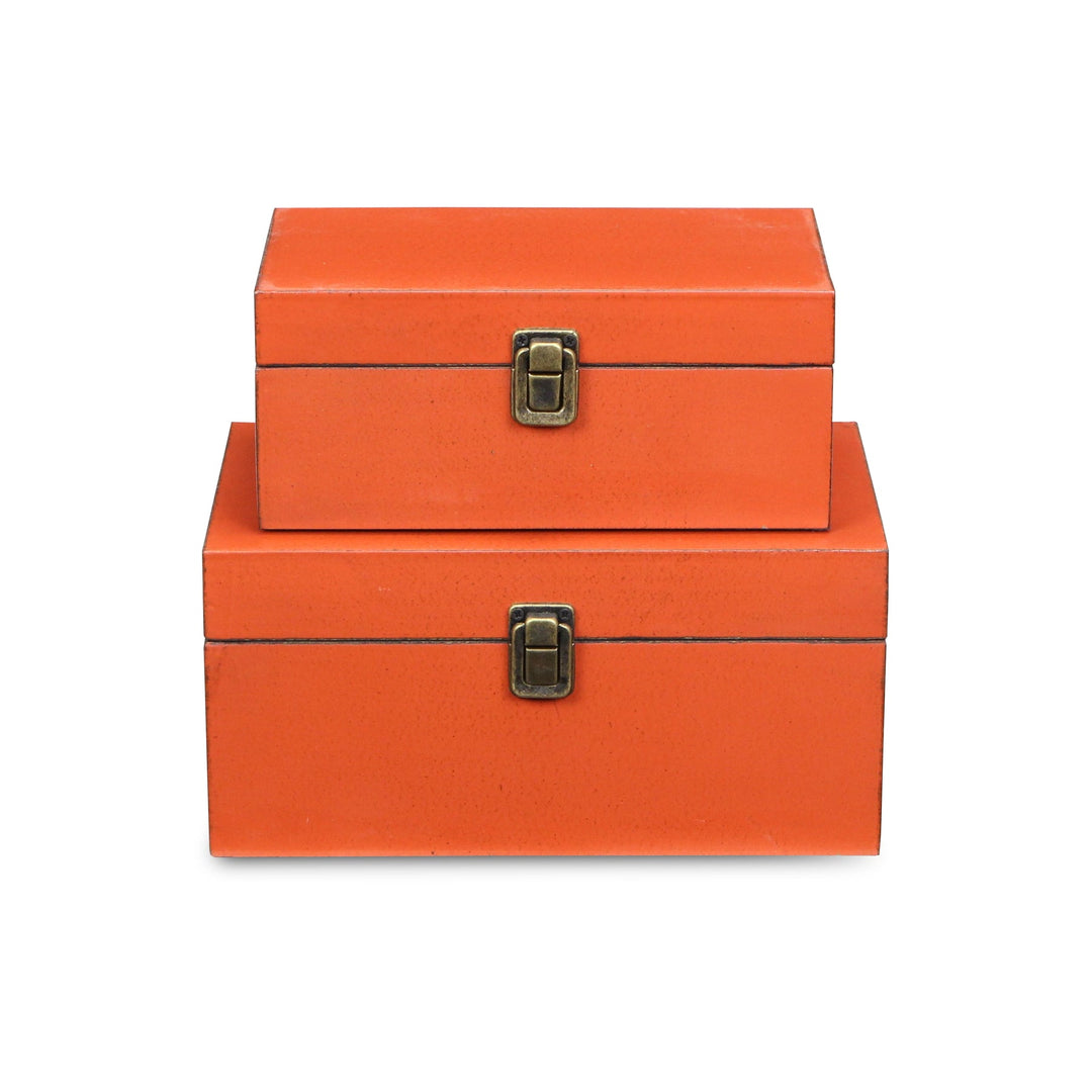 CHEUNGS Amadeo Set of 2 Wooden Latched Boxes - Orange