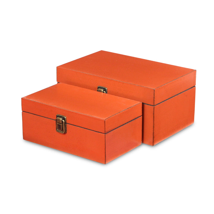 CHEUNGS Amadeo Set of 2 Wooden Latched Boxes - Orange