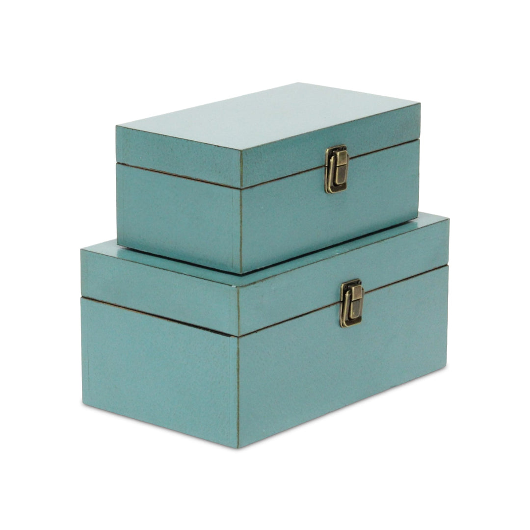 CHEUNGS Amadeo Set of 2 Wooden Latched Boxes - Blue