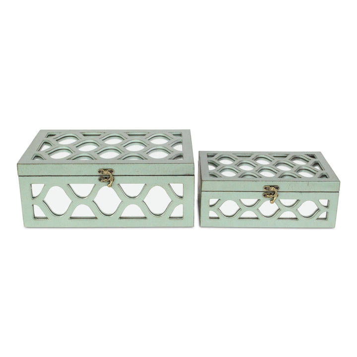 CHEUNGS Serapha Set of 2 Mirror Overlayed Boxes - Blue