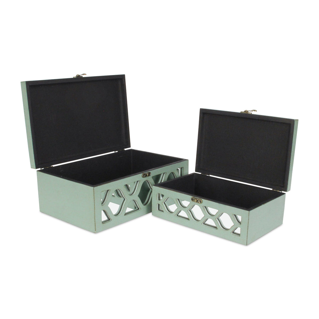 CHEUNGS Serapha Set of 2 Mirror Overlayed Boxes - Blue