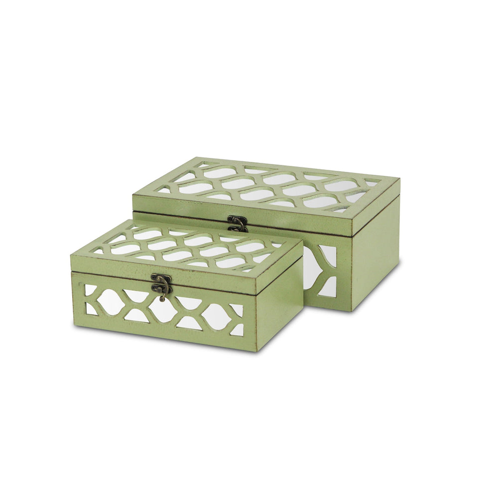 CHEUNGS Serapha Set of 2 Mirror Overlayed Boxes - Green