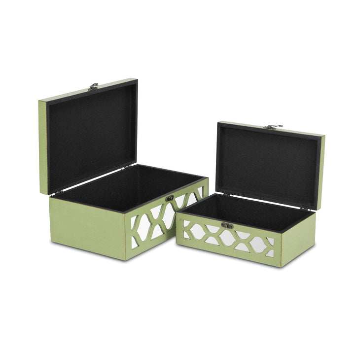 CHEUNGS Serapha Set of 2 Mirror Overlayed Boxes - Green