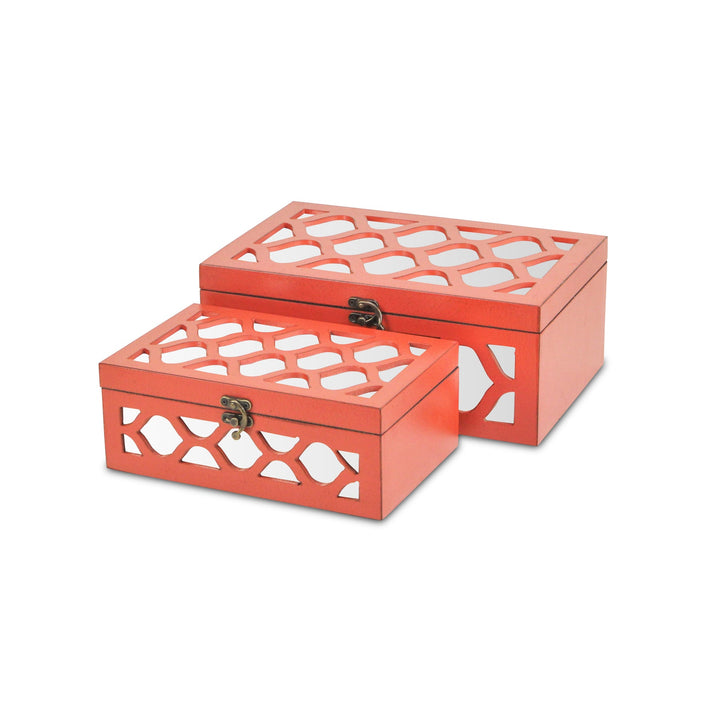 CHEUNGS Serapha Set of 2 Mirror Overlayed Boxes - Orange