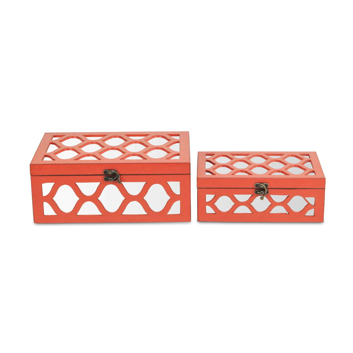 CHEUNGS Serapha Set of 2 Mirror Overlayed Boxes - Orange