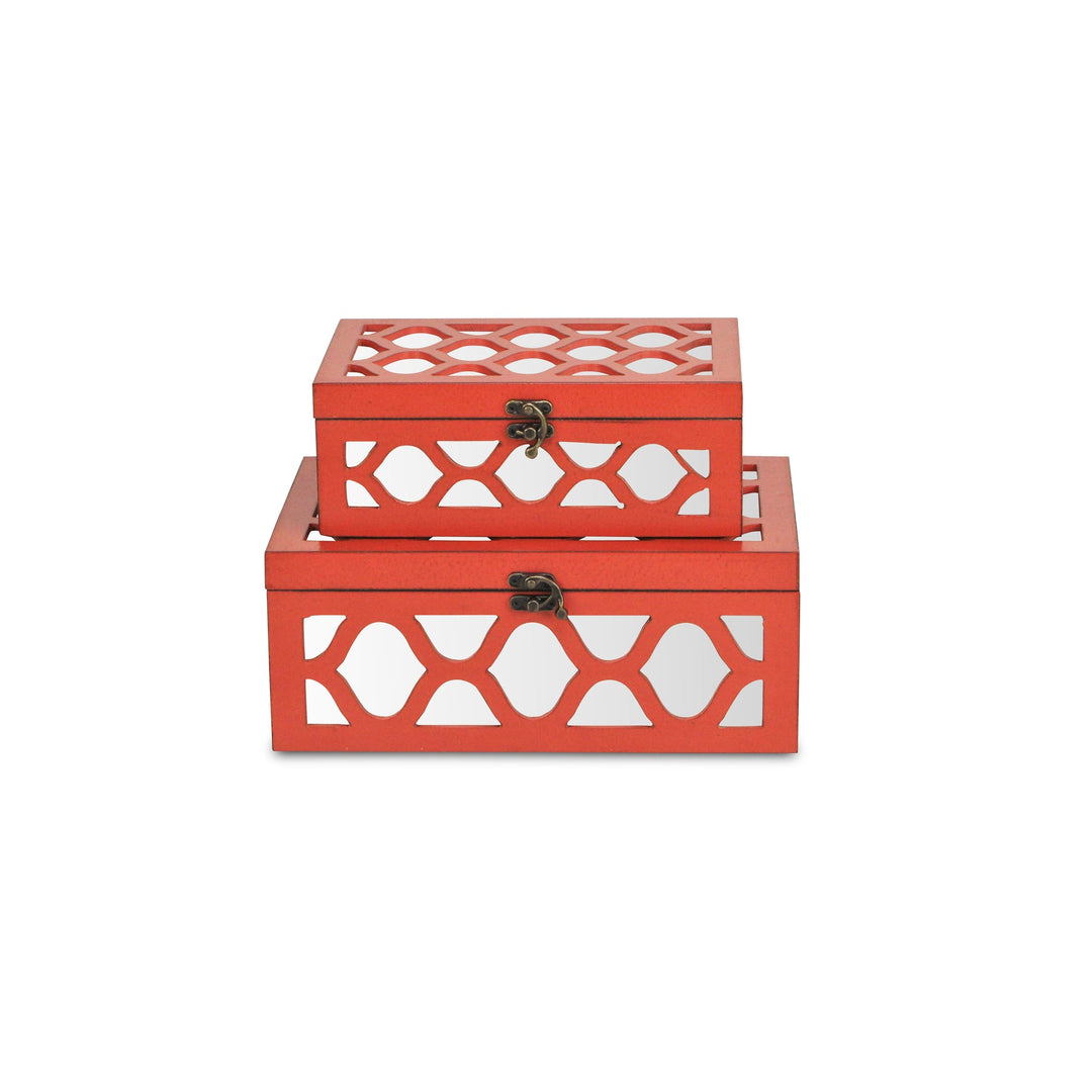 CHEUNGS Serapha Set of 2 Mirror Overlayed Boxes - Orange