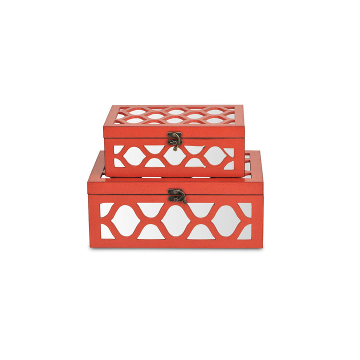 CHEUNGS Serapha Set of 2 Mirror Overlayed Boxes - Orange