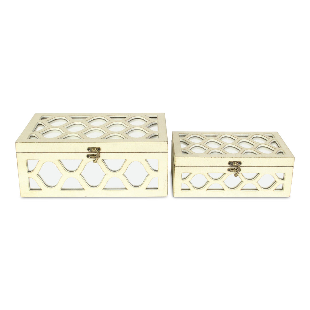 CHEUNGS Serapha Set of 2 Mirror Overlayed Boxes - White