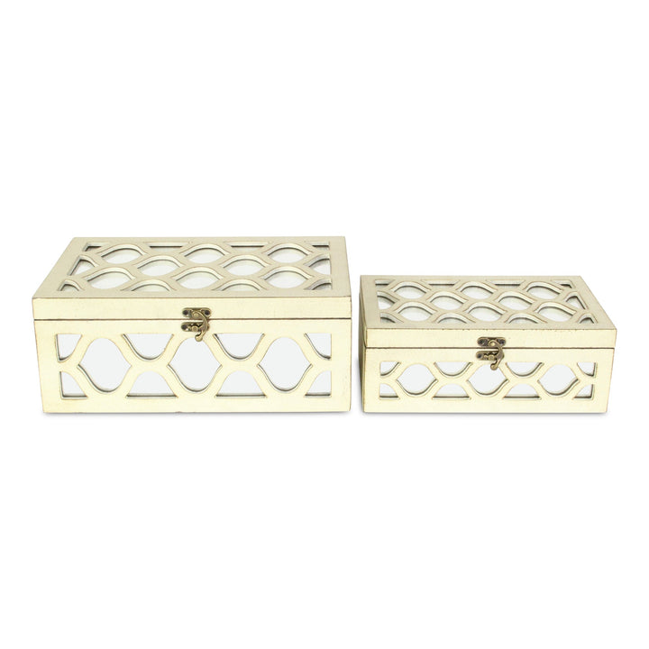 CHEUNGS Serapha Set of 2 Mirror Overlayed Boxes - White