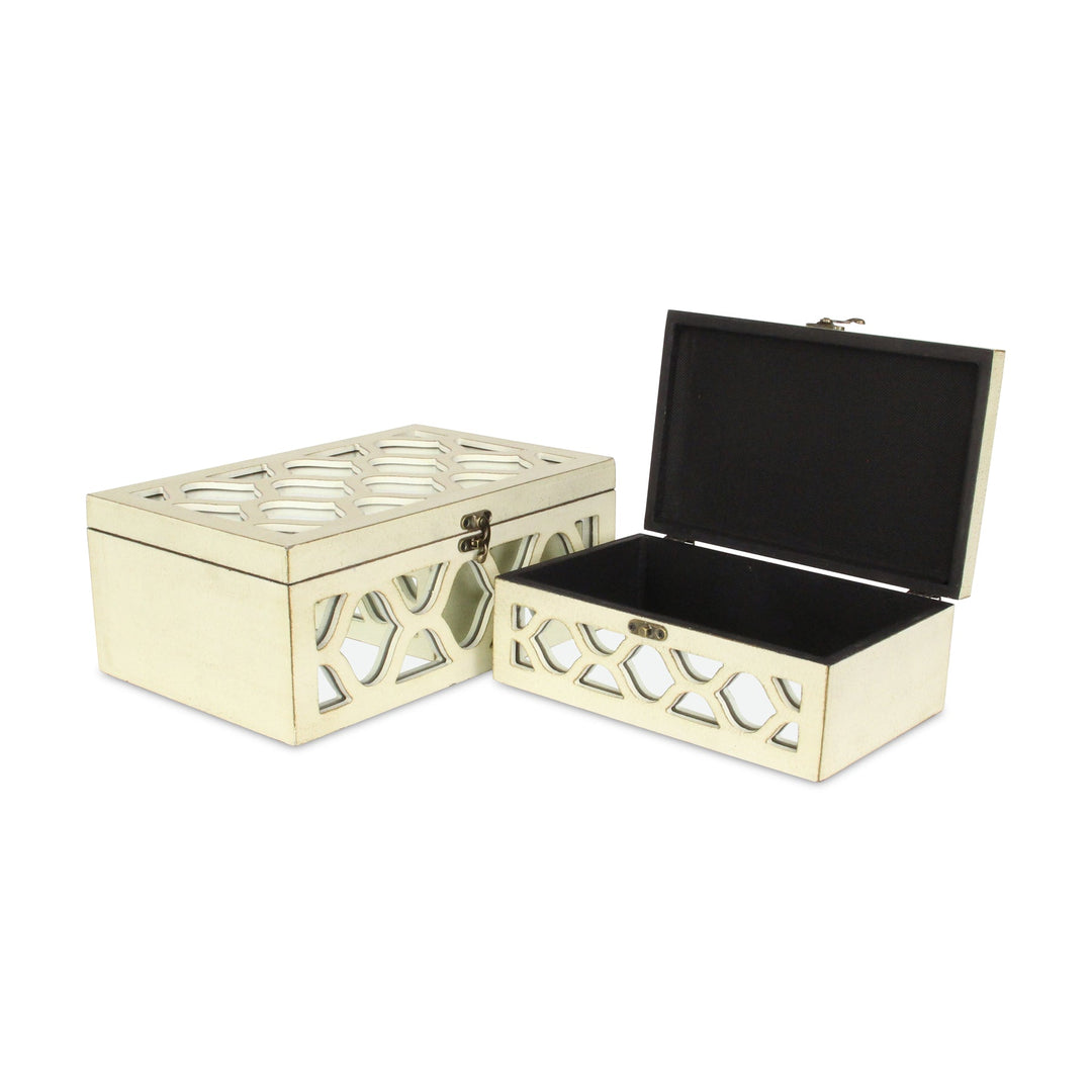 CHEUNGS Serapha Set of 2 Mirror Overlayed Boxes - White