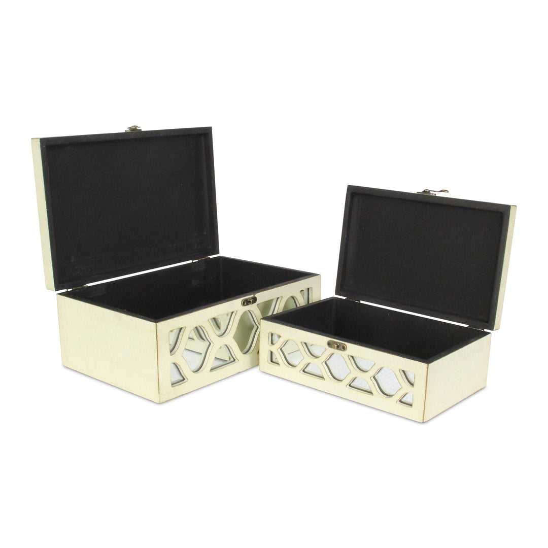 CHEUNGS Serapha Set of 2 Mirror Overlayed Boxes - White