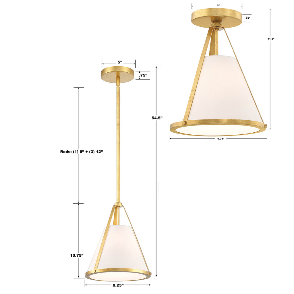 Fulton 1 Light Antique Gold Pendant Crystorama