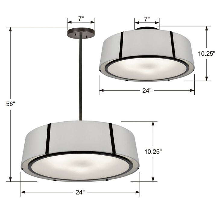 Crystorama Crystorama Fulton 6 Light Matte Black Semi Flush Mount