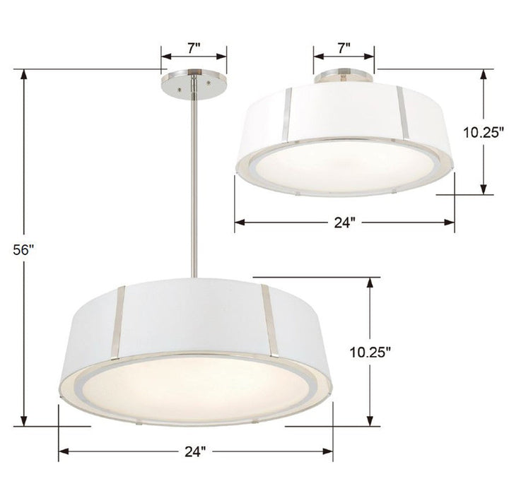 Crystorama Crystorama Fulton 6 Light Polished Nickel Semi Flush Mount