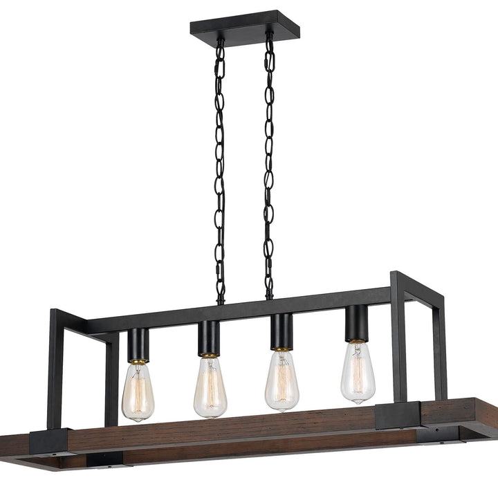 60W X 4 ANTONIO WOOD CHANDELIER (EDISON BULBS NOT INCLUDED) Cal Lighting