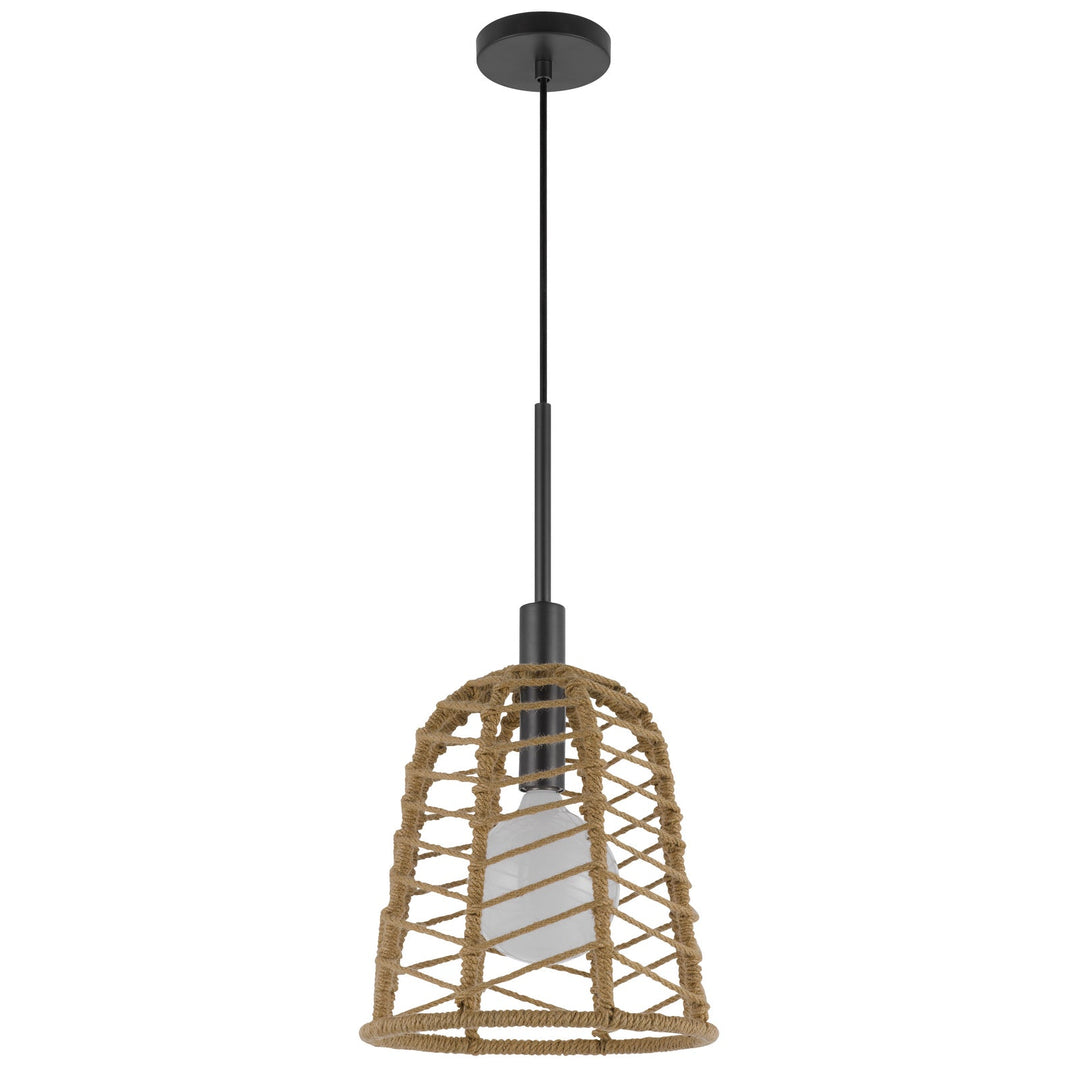 PARKTON 60W METAL PENDANT WITH BURLAP ROPED SHADE Cal Lighting