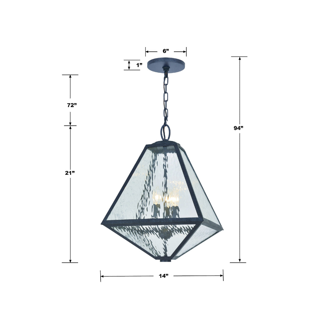 Brian Patrick Flynn Glacier 3 Light Black Charcoal Outdoor Pendant Crystorama