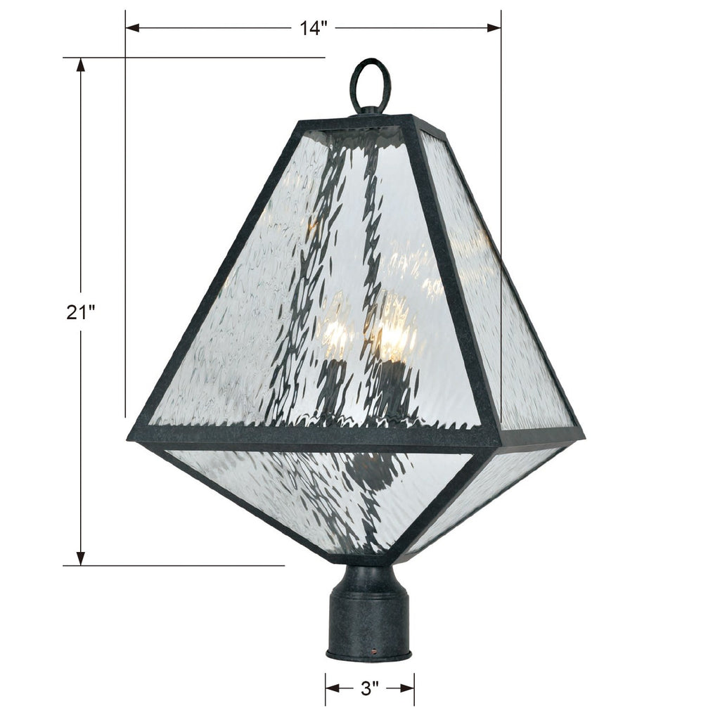 Brian Patrick Flynn Glacier 3 Light Black Charcoal Large Outdoor Post Crystorama